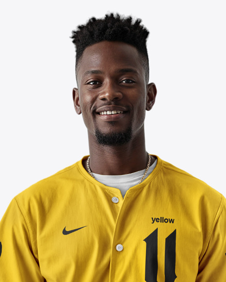 An Afro-American Man Wearing a Baseball Jersey and Jeans Mockup