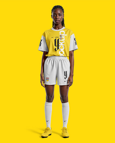 A Black Woman Wearing a Full Soccer Kit Mockup