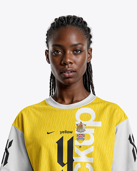 A Black Woman Wearing a Full Soccer Kit Mockup