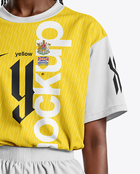 A Black Woman Wearing a Full Soccer Kit Mockup