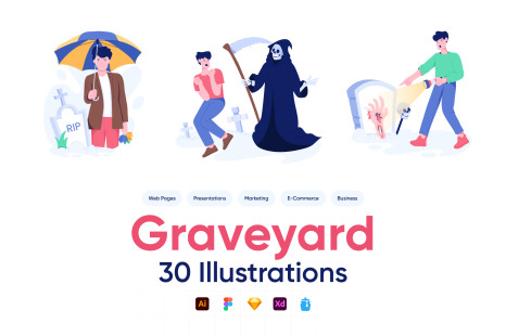 Graveyard Illustrations - Vector illustrations