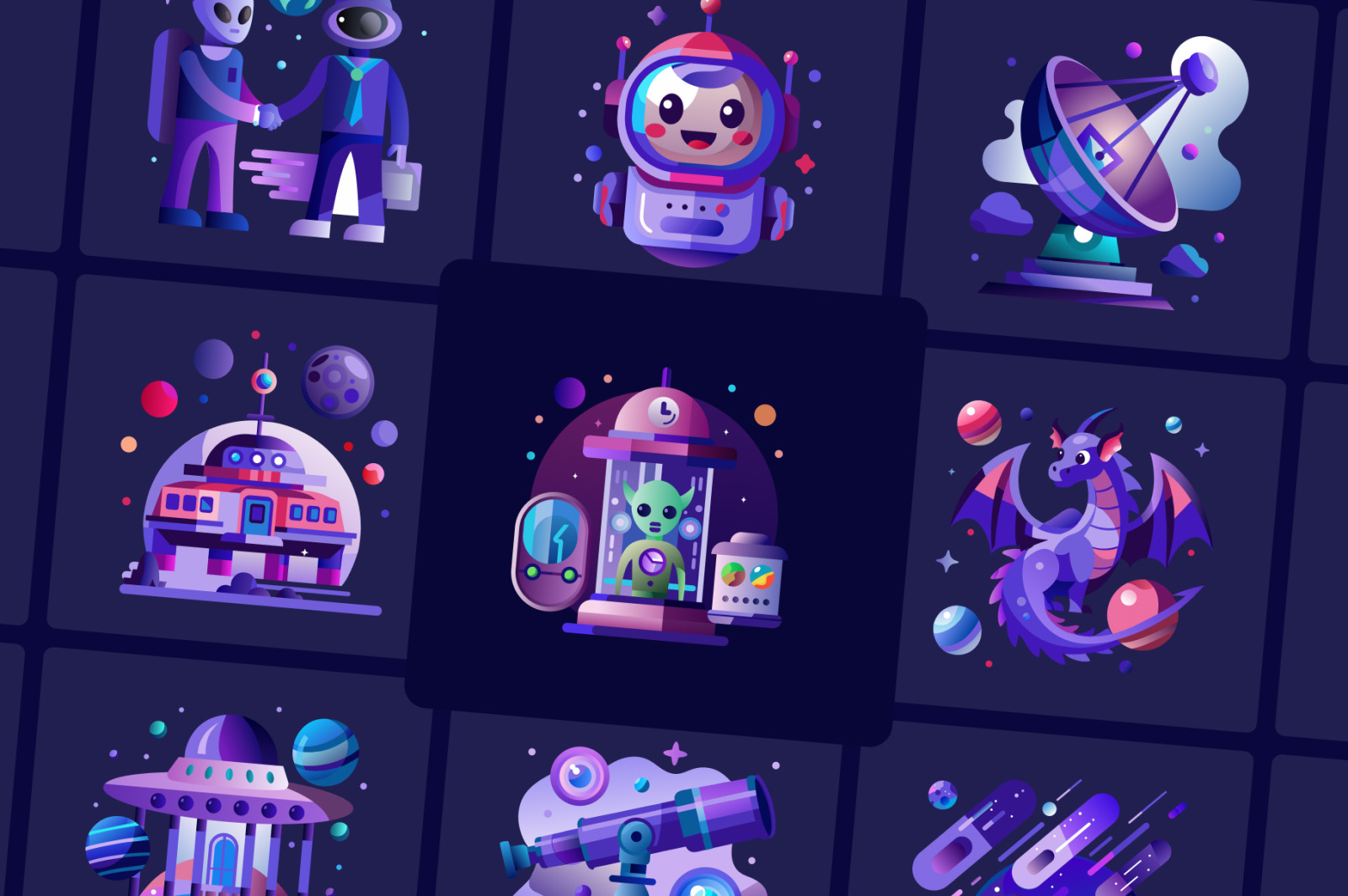 Space Vector Icons Set Space Vector Icons Set