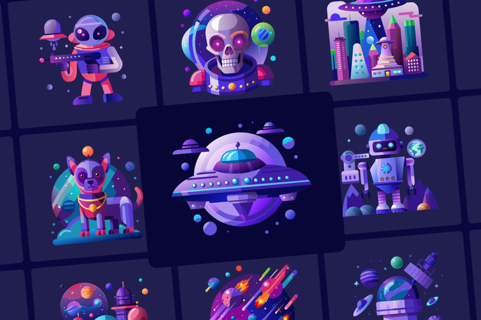 Space Vector Icons Set Space Vector Icons Set