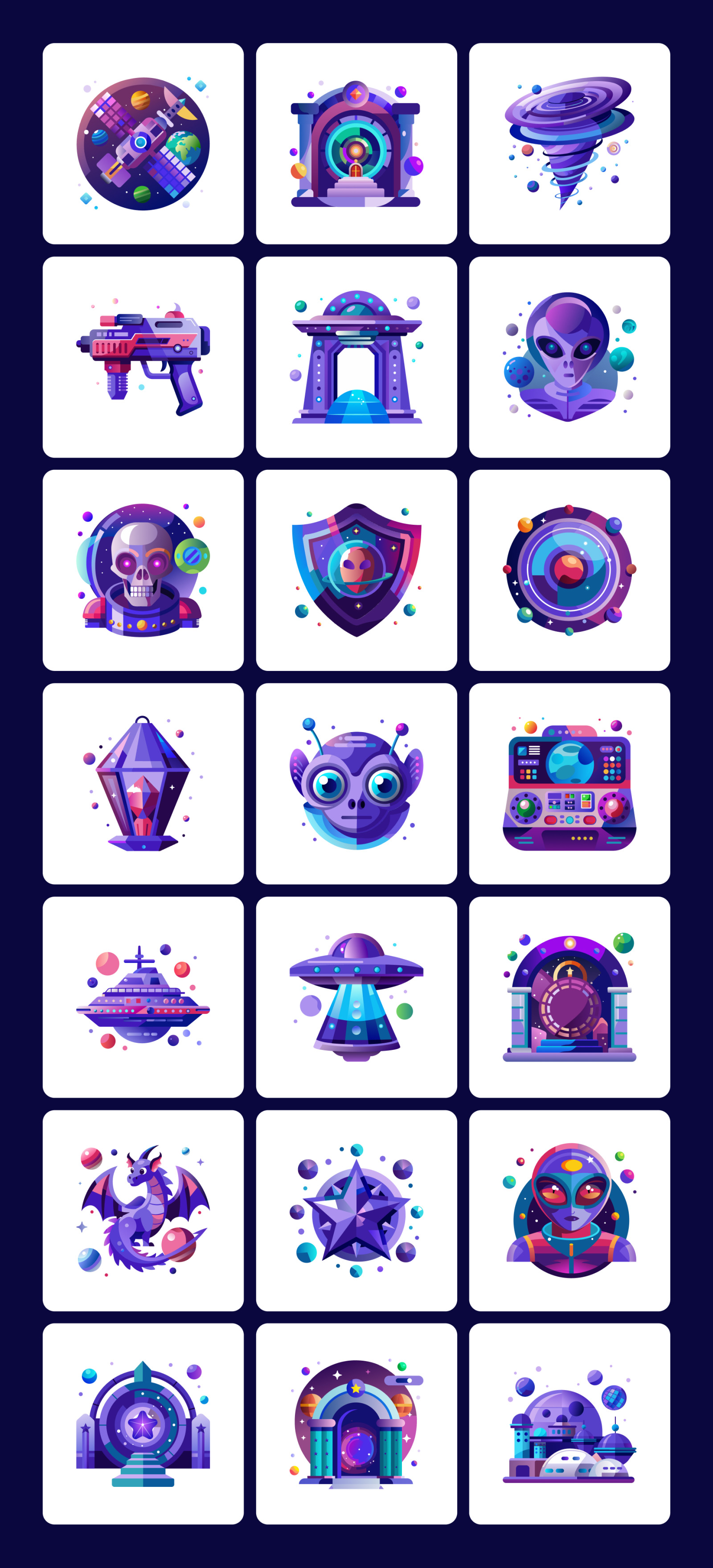Space Vector Icons Set Space Vector Icons Set