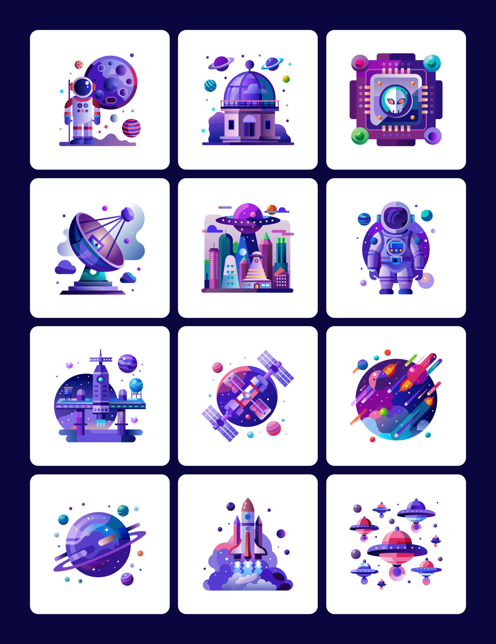 Space Vector Icons Set Space Vector Icons Set