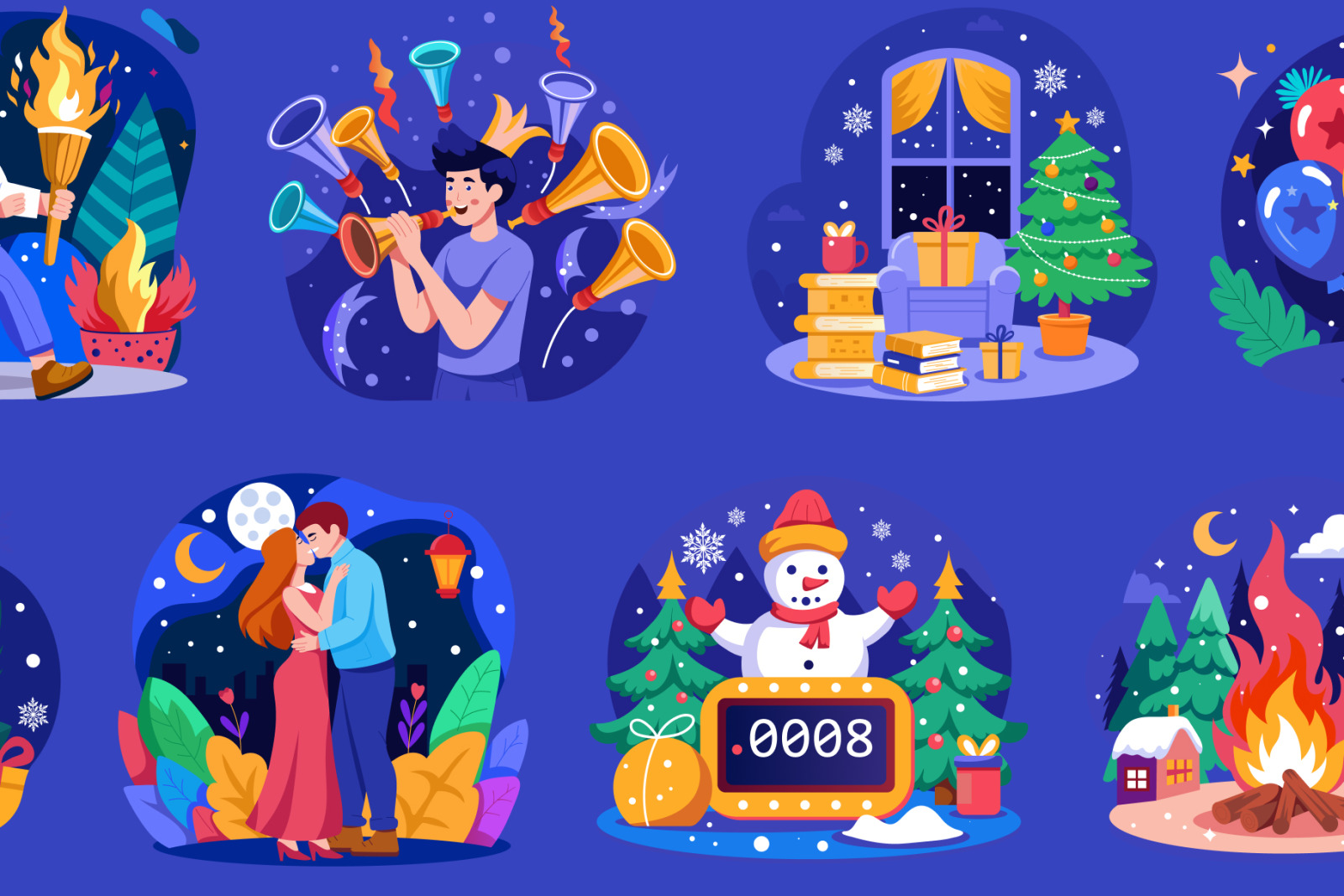 Happy New Year Illustration Pack Happy New Year Illustration Pack