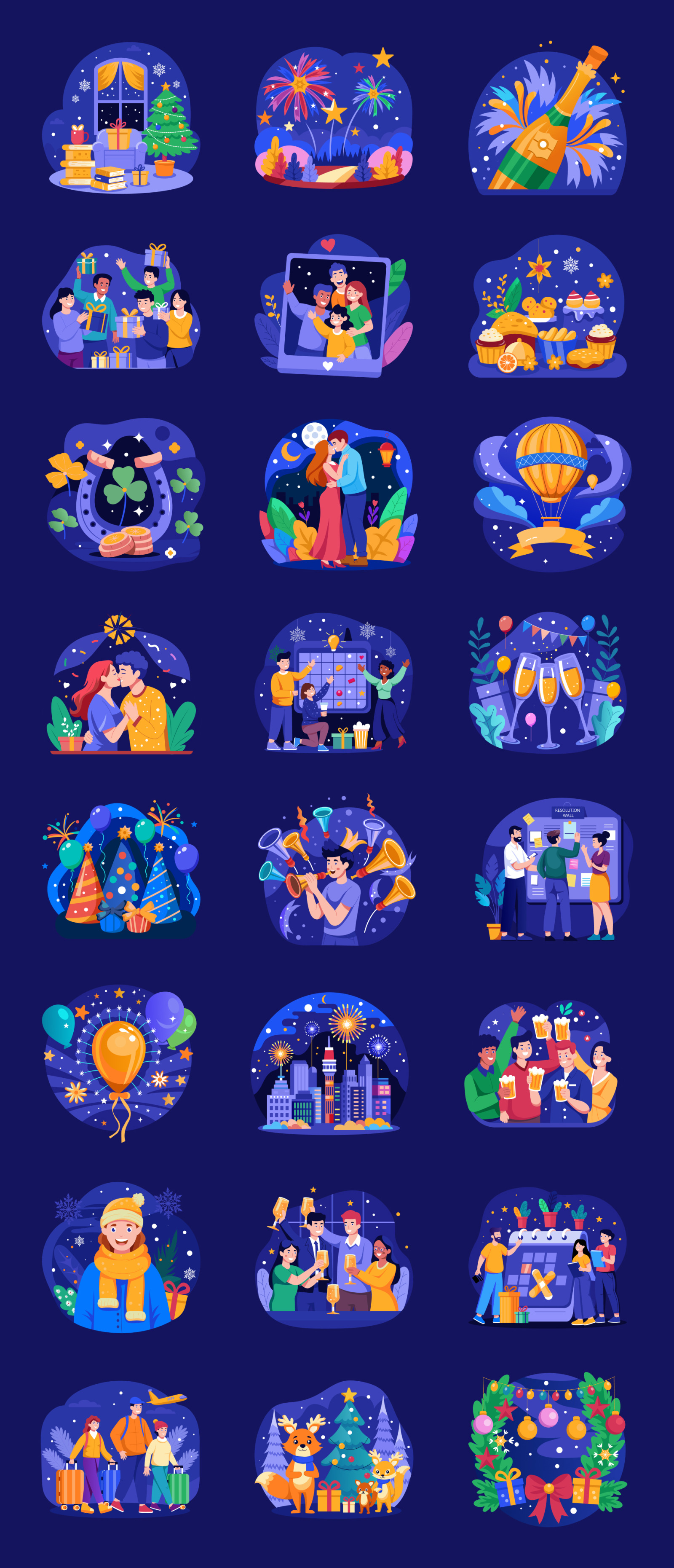 Happy New Year Illustration Pack Happy New Year Illustration Pack