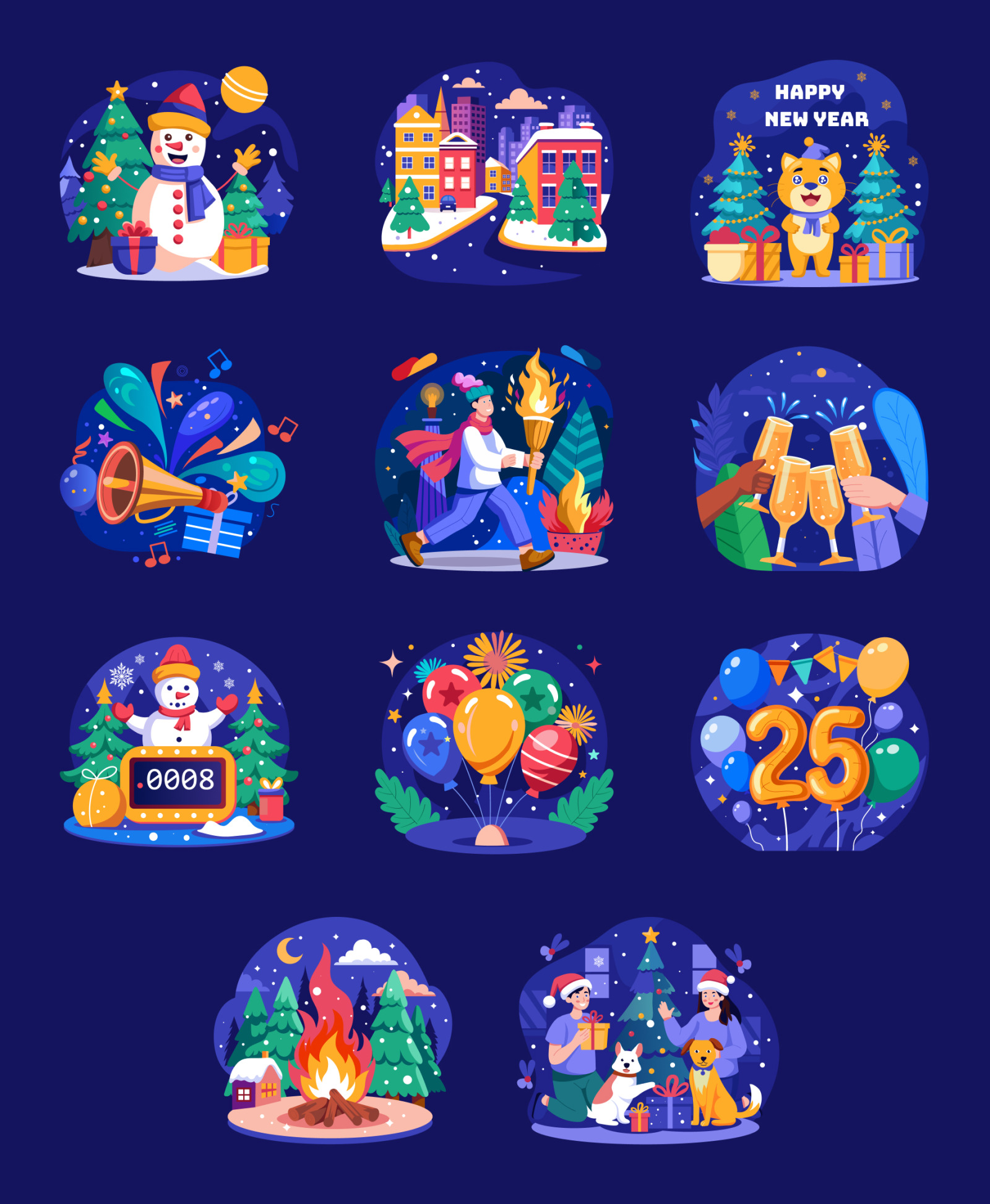 Happy New Year Illustration Pack Happy New Year Illustration Pack