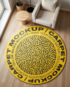 Living Room with Round Rug Mockup