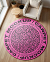 Living Room with Round Rug Mockup