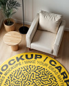 Living Room with Round Rug Mockup