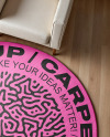 Living Room with Round Rug Mockup