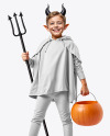 A Boy Wearing Halloween Devil Costume Mockup