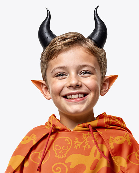 A Boy Wearing Halloween Devil Costume Mockup