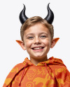 A Boy Wearing Halloween Devil Costume Mockup