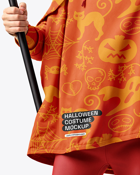 A Boy Wearing Halloween Devil Costume Mockup