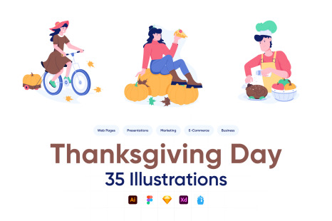 Thanksgiving Day Illustrations - Gathering