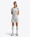 A Young Woman Wearing a Full Soccer Kit Mockup