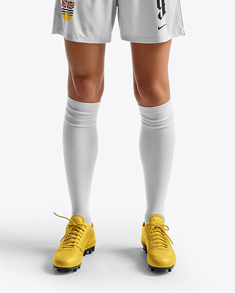 A Young Woman Wearing a Full Soccer Kit Mockup