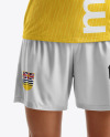 A Young Woman Wearing a Full Soccer Kit Mockup