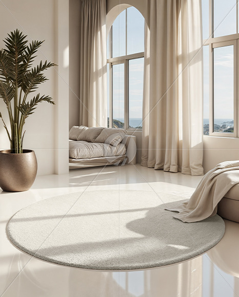 Round Bedroom Rug Mockup