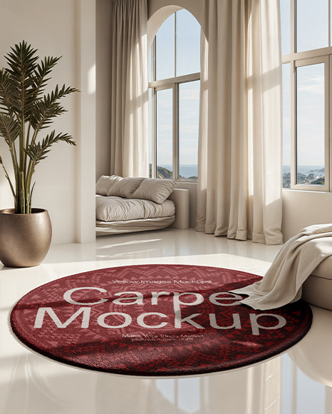 Round Bedroom Rug Mockup