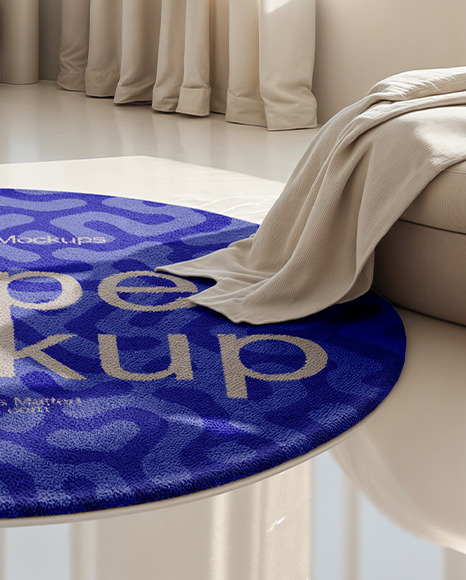 Round Bedroom Rug Mockup