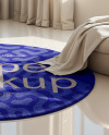 Round Bedroom Rug Mockup