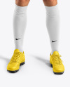 A Young Woman Wearing a Full V-Neck Soccer Kit Mockup