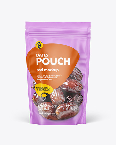 Frosted Stand-Up Pouch w Dates Mockup - Stand pouch mockup