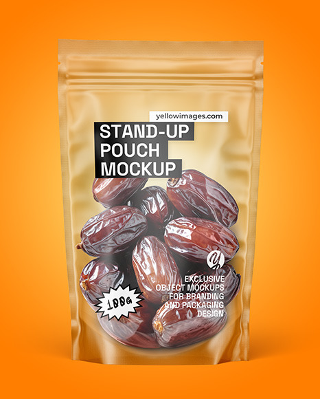 Frosted Stand-Up Pouch w/ Dates Mockup