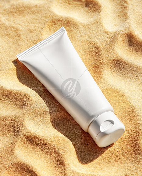 Matte Cosmetic Tube on Sand Mockup