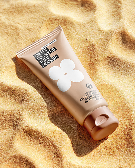 Matte Cosmetic Tube on Sand Mockup - Cosmetic+Psd+Mockups