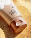 Matte Cosmetic Tube on Sand Mockup