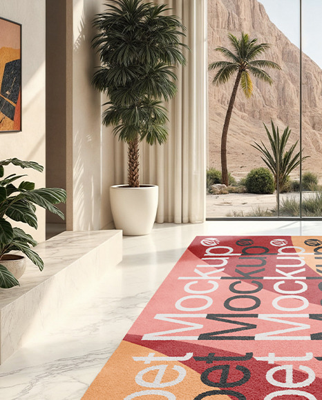 Big Living Room with Long Rectangular Carpet Mockup