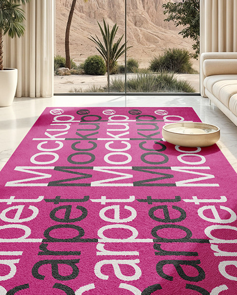 Big Living Room with Long Rectangular Carpet Mockup