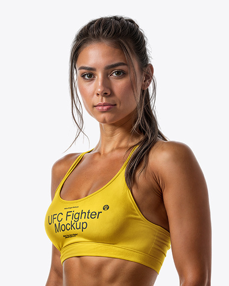 Female UFC Fighter Wearing Sports Bra and Short Mockup