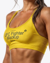Female UFC Fighter Wearing Sports Bra and Short Mockup