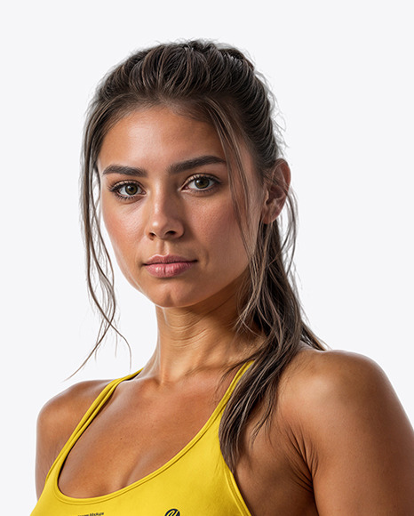 Female UFC Fighter Wearing Sports Bra and Short Mockup