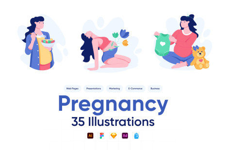 Pregnancy Illustration Set - Flat icons