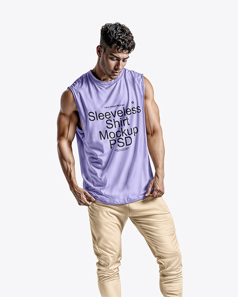 Man in a Sleeveless Shirt Mockup - Sleeveless mockup