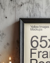 Picture in a Wooden Frame with Pumpkins and Candles Mockup