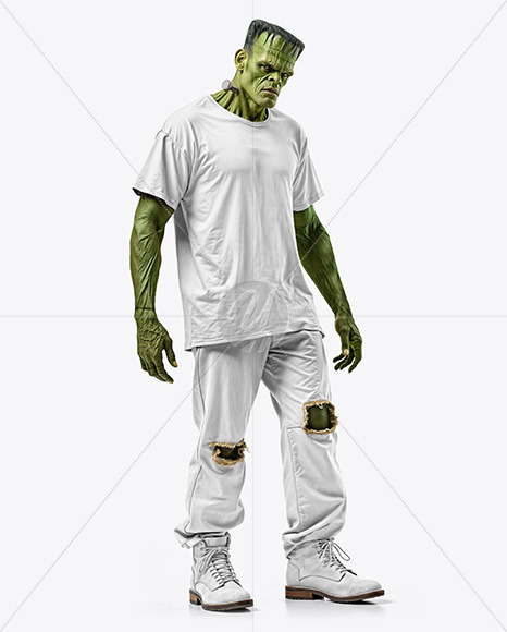 Frankenstein's Monster Wearing T-Shirt and Ripped Pants Mockup