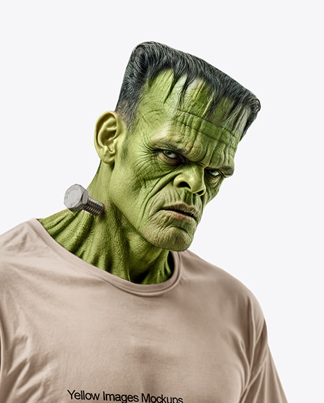 Frankenstein's Monster Wearing T-Shirt and Ripped Pants Mockup