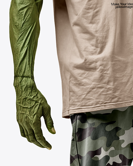 Frankenstein's Monster Wearing T-Shirt and Ripped Pants Mockup
