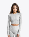 Woman Wearing a Long Sleeve Crop Top and Leggings Mockup