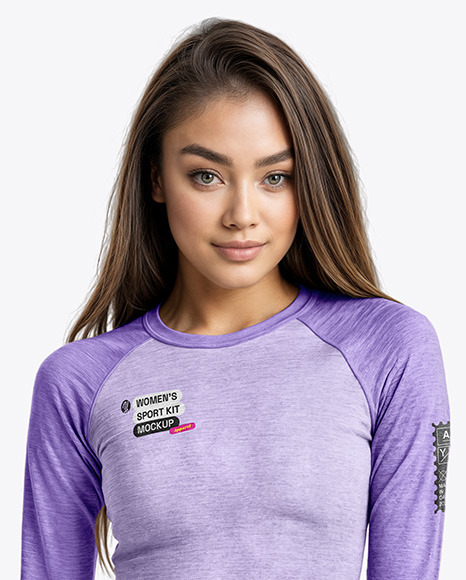 Woman Wearing a Long Sleeve Crop Top and Leggings Mockup