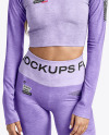 Woman Wearing a Long Sleeve Crop Top and Leggings Mockup