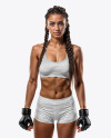 Female UFC Fighter Wearing Sports Bra and Tight Fit Short Mockup