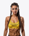 Female UFC Fighter Wearing Sports Bra and Tight Fit Short Mockup
